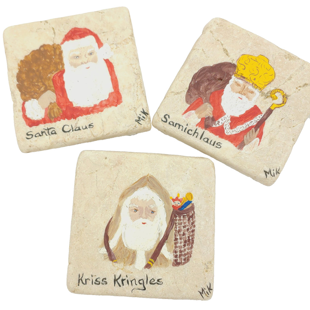 Santas Around the World Hand Painted Tiles-Kriss Kringles-Santa Claus-Samichlaus